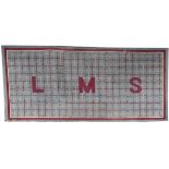 LMS carriage compartment rug with LMS in the centre, measures 72in x 32in. In good overall condition