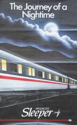 Poster BR THE JOURNEY OF A NIGHTIME INTERCITY SLEEPER, artist unknown, circa 1988. Double Royal 25in