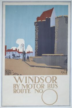 Poster London Electric Railway WINDSOR BY MOTORBUS by EDWARD McKNIGHT KAUFFER circa 1920. Double