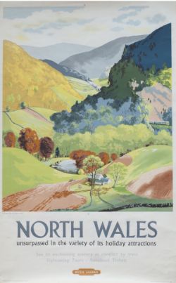 Poster BR NORTH WALES UNSURPASSED IN THE VARIETY OF ITS HOLIDAY ATTRACTIONS by Daphne Padden. Double