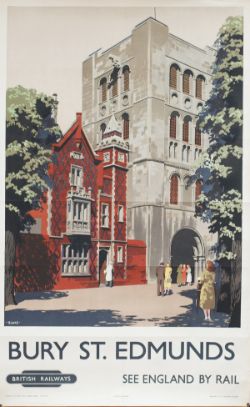 Poster BR BURY ST EDMUNDS by DONALD BLAKE. Double Royal 25in x 40in. In very good condition, has