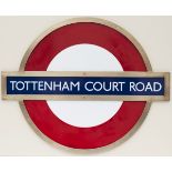 LT enamel Target TOTTENHAM COURT ROAD in original bronze frame measuring 24in x 20in. Mounted on MDF