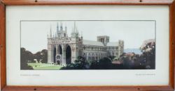 Carriage Print PETERBOROUGH CATHEDRAL by Fred Taylor from the LNER Pre-War Series. In original frame
