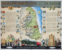 Poster BR NORTHUMBERLAND & DURHAM by E.H.SPENCER circa 1960. Quad Royal 40in x 50in. In good