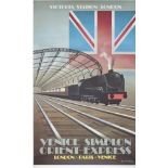 Poster VSOE VICTORIA STATION VENICE SIMPLON ORIENT EXPRESS by Fix Masseau 1981. Double Royal 25in