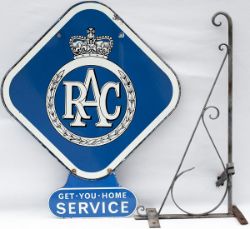 RAC enamel sign, double sided with lower GET YOU HOME SERVICE enamel. In very good condition and