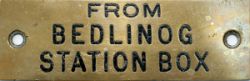 GWR brass shelf plate FROM BEDLINOG STATION BOX measuring 4.75in x 1.5in. Machine engraved with