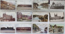 A collection of 236 railway postcards displayed in an album. Views of bridges, locos, stations