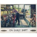 Poster BR ON EARLY SHIFT GREENWOOD SIGNAL BOX NEW BARNET by Terence Cuneo. Quad royal 40in x 50in. A