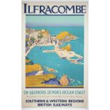 Poster BR ILFRACOMBE ON GLORIOUS DEVONS COAST by WALTER SPRADBURY circa 1948. Double Royal 25in x