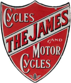 Enamel advertising sign THE JAMES CYCLES AND MOTOR CYCLES, double sided with some expert