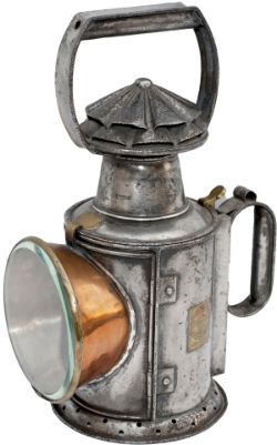 GWR 3 aspect Handlamp with rectangular brass makers plate THE SILBERLIGHT FAUDELS LONDON on the side