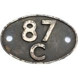 Shedplate 87C SWANSEA DANYGRAIG 1950-1964, in ex loco condition.