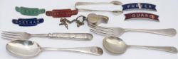 Capbadge and cutlery assortment to include: BR(E) chrome totem FOREMAN vgc, BR(S) chrome totem