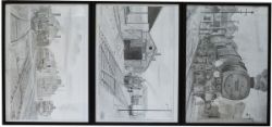 Framed and glazed pencil drawings by R.E. RUFFEL to include: LYDNEY MPD showing 1406, 1616, 1612 and