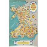 Poster BR COME TO BEAUTIFUL WALES CYMRU AMBYTH by KERRY LEE circa 1952. Double Royal 25in x 40in. In