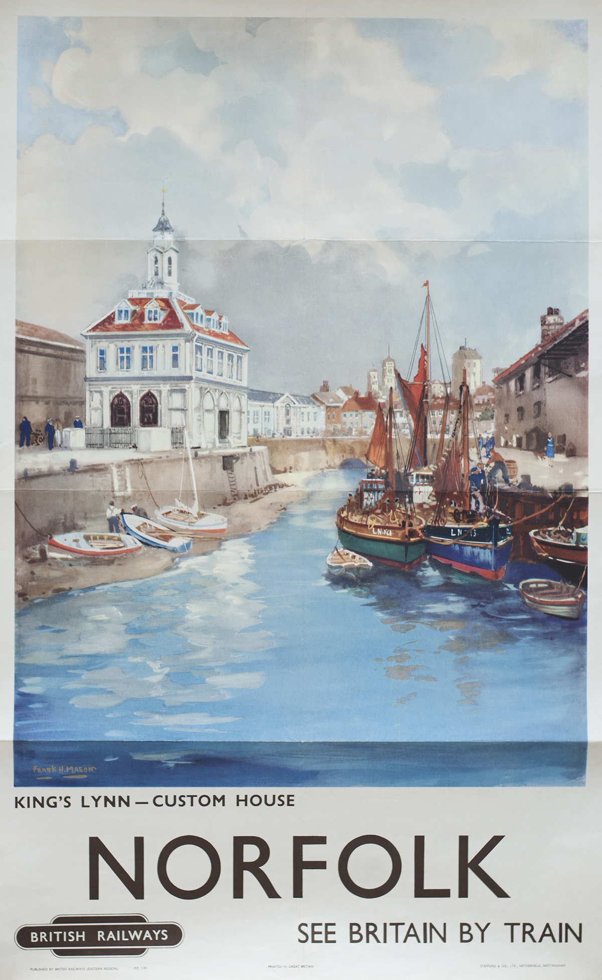 Poster BR NORFOLK KINGS LYNN - CUSTOM HOUSE by FRANK MASON. Double Royal 25in x 40in. In very good