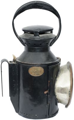 Midland Railway 3 aspect handlamp, stamped in the side and reducing cone MRCo and brass plated