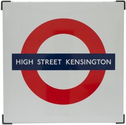 London Underground FF enamel target/bullseye sign HIGH STREET KENSINGTON measuring 31.5in x 31.5in