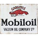 Mobiloil motoring enamel sign GARGOYLE MOBILOIL VACUUM OIL COMPANY LTD. Double sided and measures