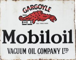 Mobiloil motoring enamel sign GARGOYLE MOBILOIL VACUUM OIL COMPANY LTD. Double sided and measures