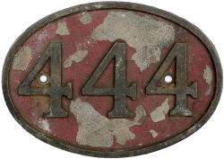 Tender plate No 444 ex Mozambique CFM 4-8-2 built Canadian Montreal 62782/1921. Oval cast brass