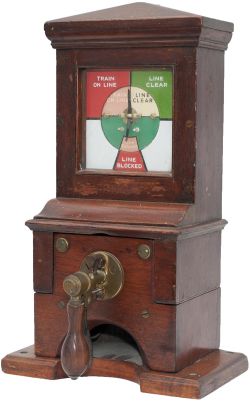 Great Northern Railway mahogany cased pegging block instrument. The case retains its enamel dial