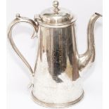 GWR silverplate 1 pint coffee pot, marked on the face with GWR in Roundel and Hotels, base marked