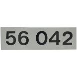 Class 56 saw cut aluminium cabside number panel 56042. The loco was built at Doncaster in 1979 and