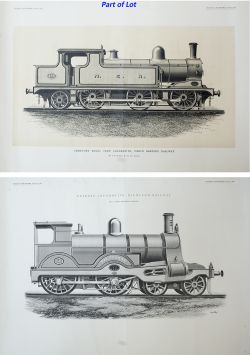A collection of 24 black and white hand drawn lithographed prints of steam locomotives published and