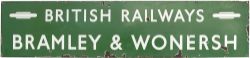 BR(S) Dark green enamel station fascia sign BRITISH RAILWAYS BRAMLEY & WONERSH with Totem's either