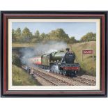 Original framed oil painting on canvas by the renowned artist Barry Price of LMS Jubilee class 45738