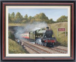 Original framed oil painting on canvas by the renowned artist Barry Price of LMS Jubilee class 45738