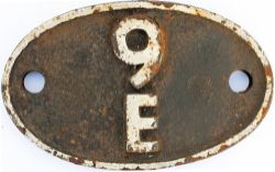 Shedplate 9E TRAFFORD PARK 1950-1968. In ex loco condition.