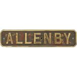 Nameplate ALLENBY ex Peckett 0-4-0 ST No 1978 of 1939. Supplied new to The Royal Arsenal,