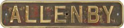 Nameplate ALLENBY ex Peckett 0-4-0 ST No 1978 of 1939. Supplied new to The Royal Arsenal,