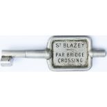 Tyers No9 single line aluminium key token ST BLAZEY - PAR BRIDGE CROSSING, configuration C. In ex