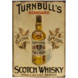 Advertising tin lithograph sign TURNBULL'S STANDARD EXTRA SPECIAL SCOTCH WHISKEY OFFICES 51 HIGH