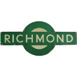 Southern Railway enamel target sign RICHMOND from the former LSWR station between Clapham Junction