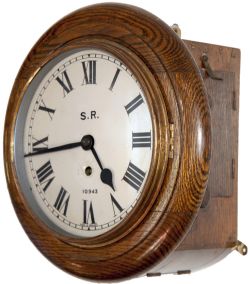 Southern Railway 8 inch dial oak cased fusee clock ex Wimbledon Engineers laboratory. The clock