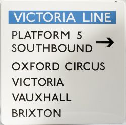 London Underground FF enamel sign VICTORIA LINE PLATFORM 5 SOUTHBOUND OXFORD CIRCUS VICTORIA