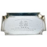 GWR solid silver miniature tray with full Great Western Railway Twin Shield Coat Of Arms and GENERAL