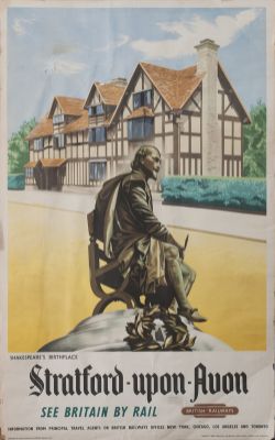 Poster BR STRATFORD UPON AVON SHAKESPEARES BIRTHPLACE. Double Royal 25in x 40in. Has some small