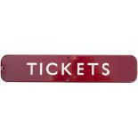 BR(M) FF enamel doorplate TICKETS. In excellent condition with a few small edge chips. Measures 18in