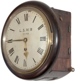 London and South Western Railway 8 inch dial mahogany cased fusee clock supplied to the LSWR