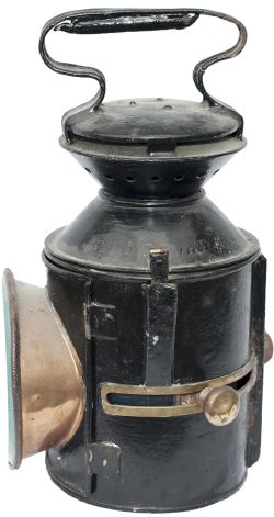 LNER/GER 3 aspect sliding knob handlamp, stamped in the reducing cone LNE-E STRATFORD A37 and date