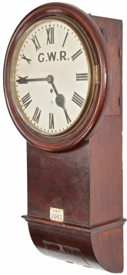 Great Western Railway 12 inch dial mahogany cased drop dial trunk fusee clock supplied to the GWR