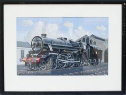 Original watercolour painting on board of LMS class 5 4943 by Vic Welch. A well executed side view