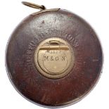 Midland and Great Northern Railway leather case 33 foot tape measure, embossed CHESTERMAN