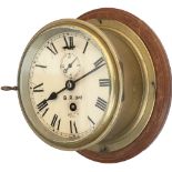 BR(M) brass cased ships clock ex MV HIBERNIA. Smiths Astral going barrel movement with dial lettered